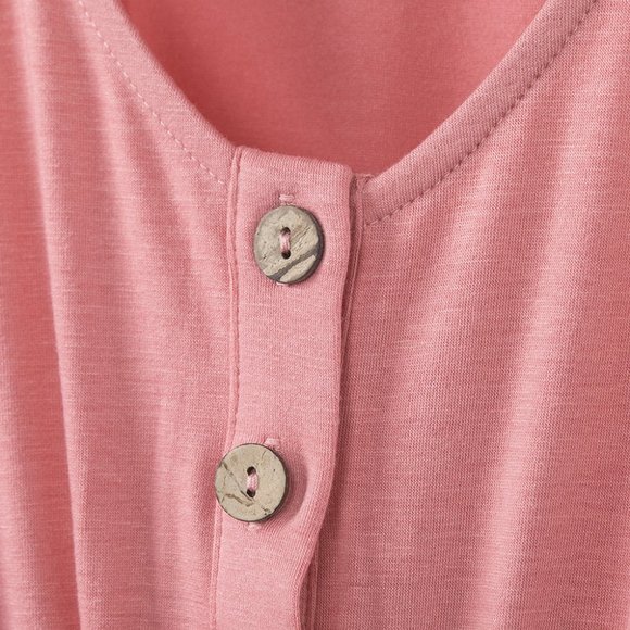 Casual Everyday Button Mini Dress Pink - Picture 11 of 14